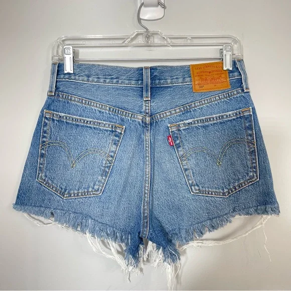 LEVI'S Premium 501 Denim Jean Short in Back To Your Heart 26 Medium Wash Boho - Picture 5 of 14